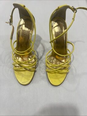 Strappy Yellow Stiletto Sandals - Women's Dress Heels